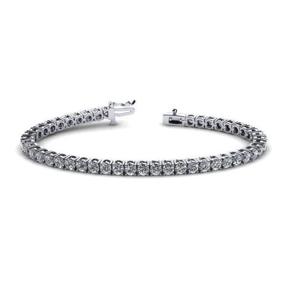 Bracelet Tennis à 7,50 Carats De Réel Diamants Ronds 14K D'Or Blanc