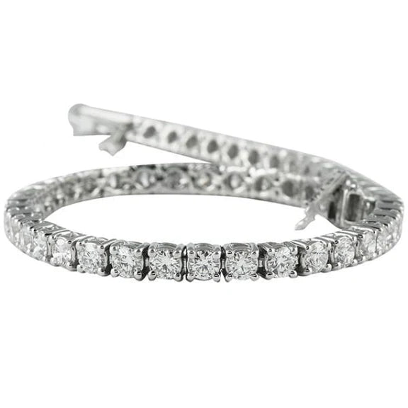 Bracelet Tennis à 7,50 Ct De Réel Diamants Ronds Bijoux Pour Femme En Or Blanc Solide Avec Griffes