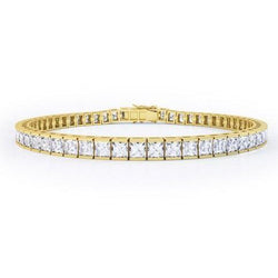 Bracelet Tennis à 8,80 Carats De Réel Diamants Princesses 14K D'Or Jaune