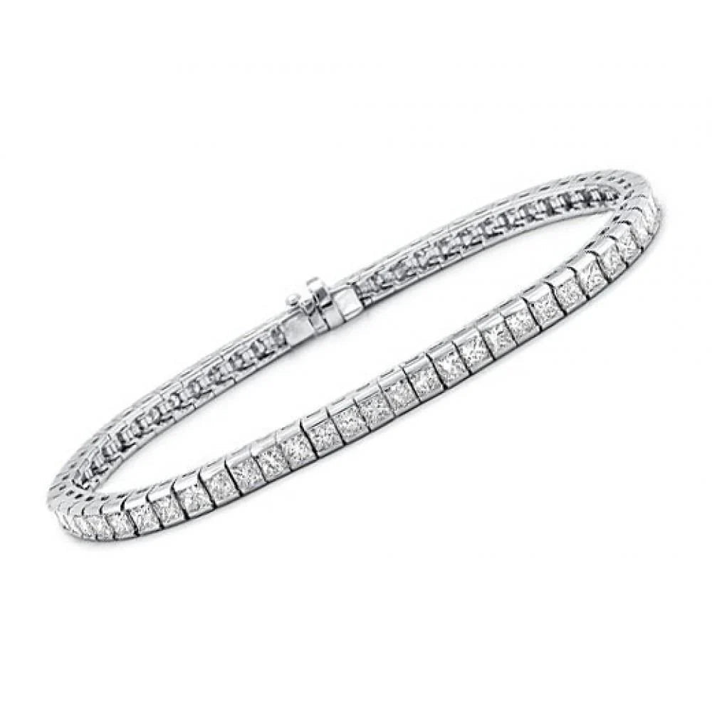 Bracelet Tennis à 9 Carats De Réel Diamants Bijoux Pour Femme En 14K d'Or Blanc