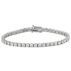 Bracelet Tennis à 9 Carats De Réel Diamants Ronds Bijoux En Or Blanc Pour Femmes