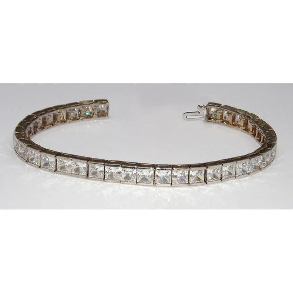 Bracelet Tennis à 9 Ct De Réel Diamants Princesses 14K D'Or Blanc Personnalisé
