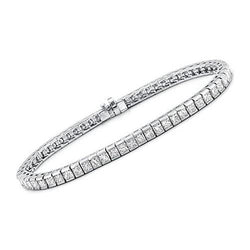 Bracelet Tennis à 9 carats De Réel Diamants Princesses Étincelants 14K D'Or Blanc