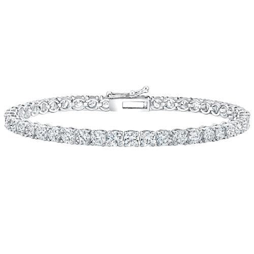 Bracelet Tennis à 9 carats De Véritable Diamants Ronds Étincelants 14K D'Or Blanc