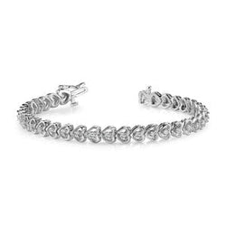 Bracelet Tennis à Liens En Forme De Coeur Et à 5,25 Carats De Réel Diamants Ronds 14K D'Or Blanc