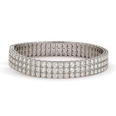 Bracelet Tennis à Triple Rang En Or Blanc à 12,50 Ct De Naturel Diamants Étincelants