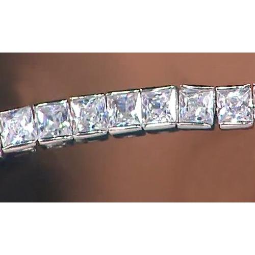 Bracelet Tennis à18,90 Carats De Réel Diamants Princesses Bijoux à 14K D'Or Blanc