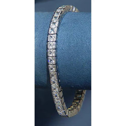 Bracelet Tennis à18,90 Carats De Réel Diamants Princesses Bijoux à 14K D'Or Blanc