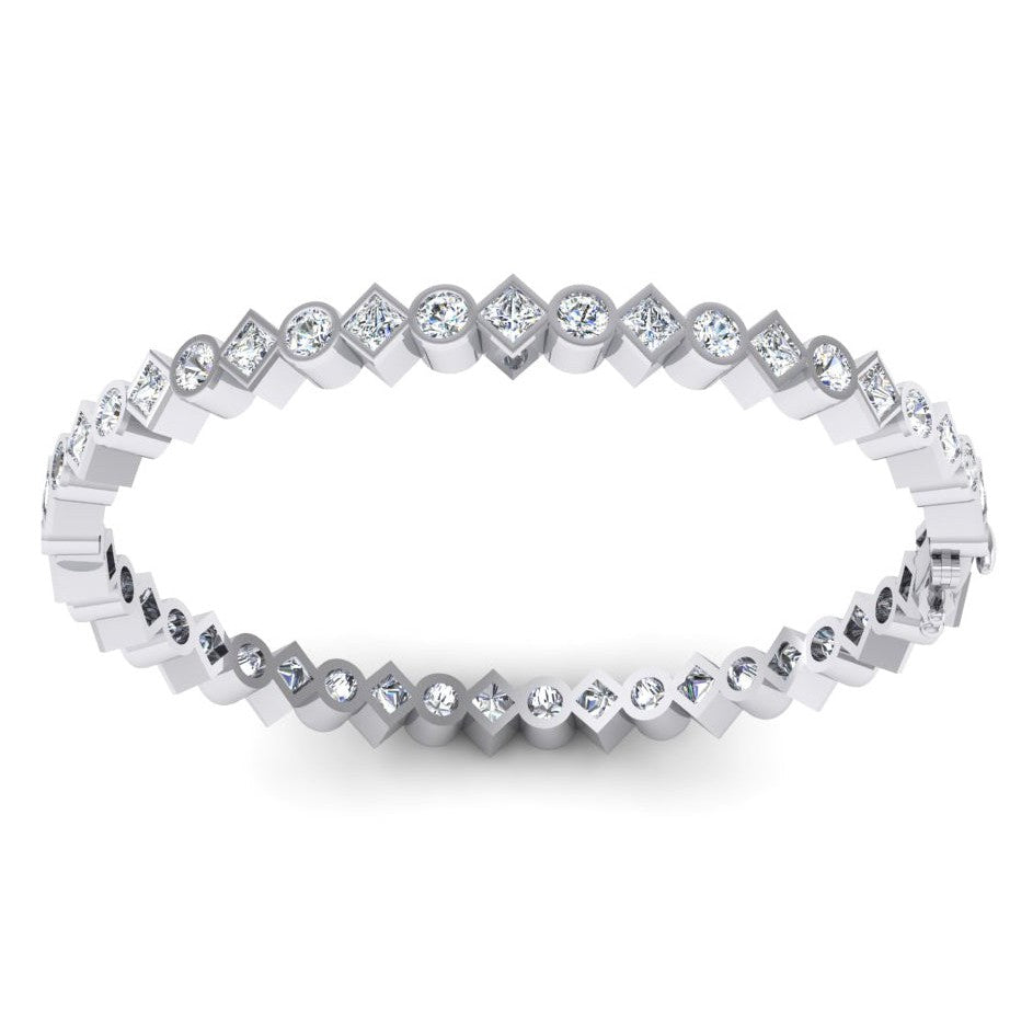 Bracelet Vague Style Princesse Et Rond Véritables Diamants Ensemble De Lunette