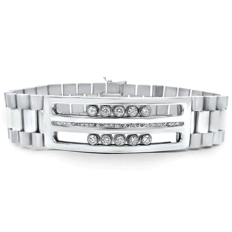 Bracelet Véritable Diamant Style Montre Homme