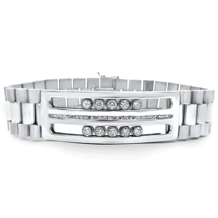 Bracelet Véritable Diamant Style Montre Homme
