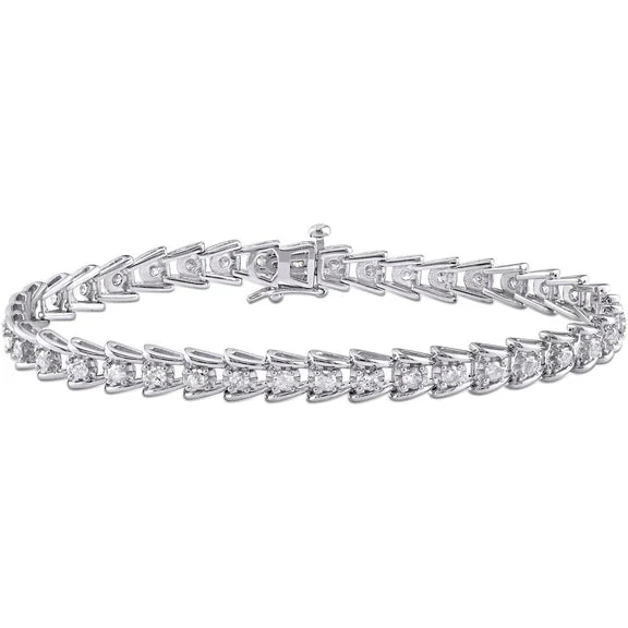 Bracelet WG 14K Coupe Ronde Sertie de 4 Carats Réel Diamants Scintillants