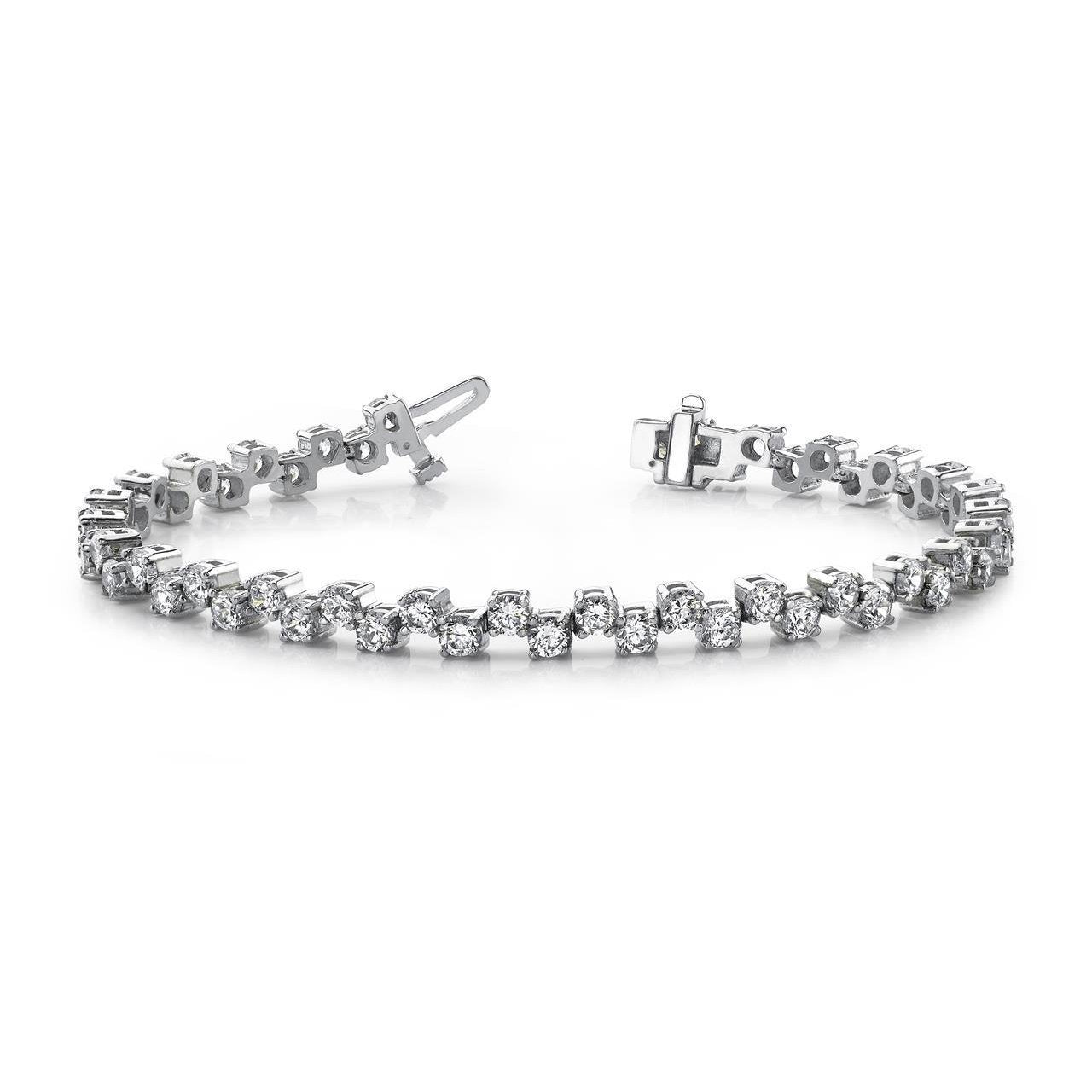 Bracelet Zig Zag à 11,60 Ct De Réel Diamants Ronds Étincelants 14K D'Or Blanc