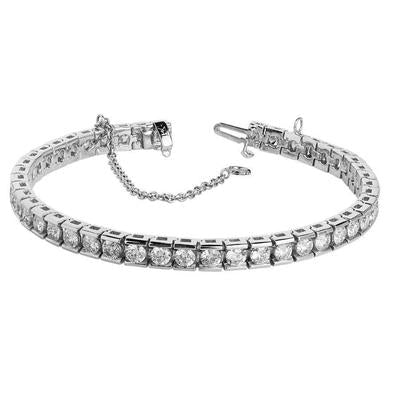 Bracelet à 10,50 Carats De Réel Diamants Ronds 14K D'Or Blanc