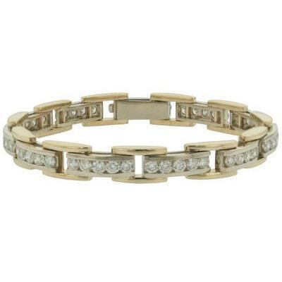 Bracelet à 3,50 Carats De Réel Diamants Ronds Brillants 14K D'Or Jaune