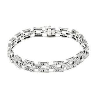Bracelet à 4,00 Carats De Naturel Diamants Ronds Brillants Et Petits 14K D'Or Blanc