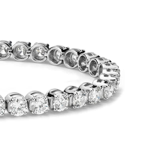 Bracelet à 6 Carats De Réel Diamants Ronds Étincelants 14K D'Or Blanc