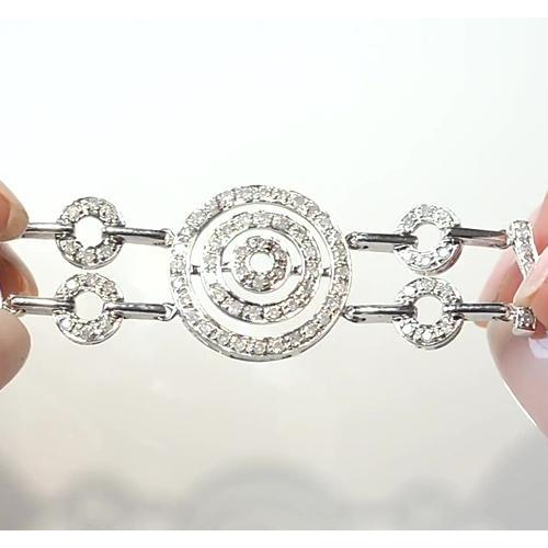 Bracelet à 8 Carats De Naturel Diamants Ronds Bijoux Pour Femme En Or Blanc 