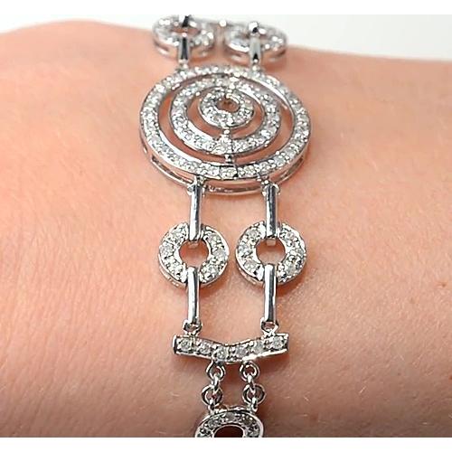 Bracelet à 8 Carats De Naturel Diamants Ronds Bijoux Pour Femme En Or Blanc Nouveau