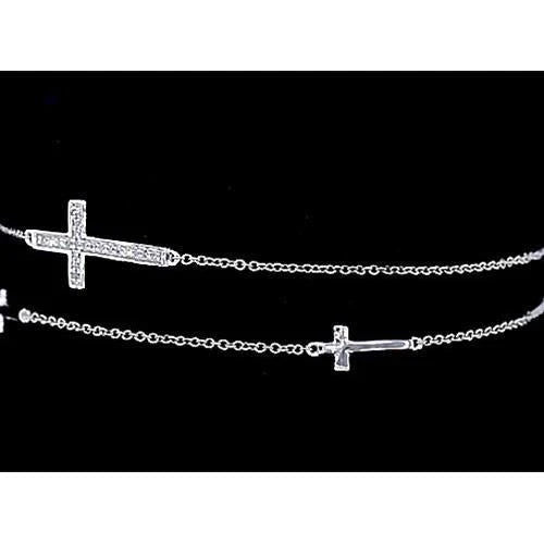 Bracelet à Croix en Authentique diamant de 2 Carats en or blanc 14K 