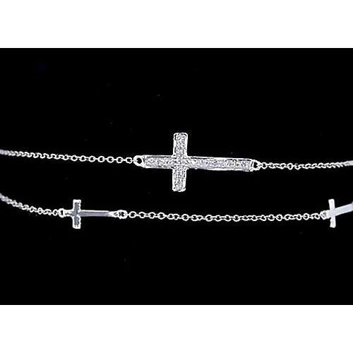 Bracelet à Croix en Authentique diamant de 2 Carats en 14K Bijoux