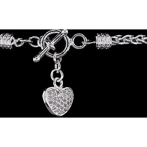 Bracelet à breloques en forme de cœur avec Réel diamant 1 Carat Bijoux pour 