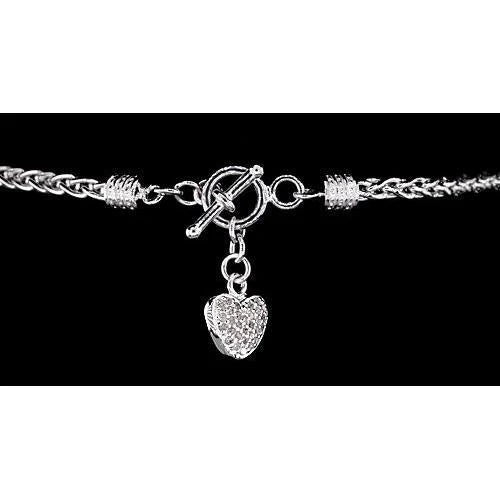 Bracelet à breloques en forme de cœur avec Réel diamant 1 Carat Bijoux 
