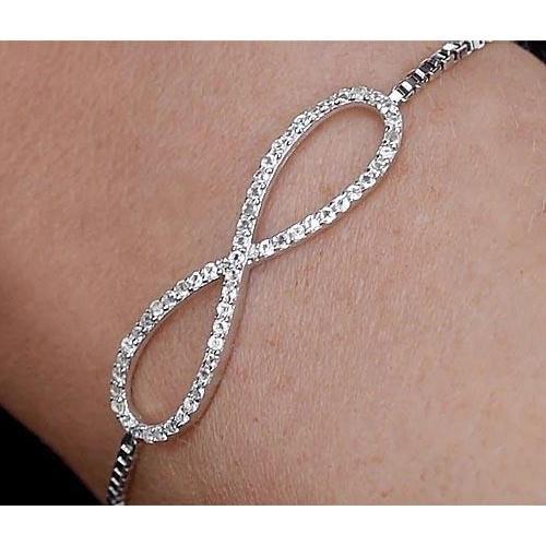 Bracelet chaîne de Naturel diamants 4,20 Carats en symbole d'infinité Bijoux pour femmes 14K