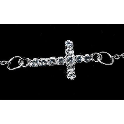 Bracelet en croix avec Réel Diamants Ronds de 3,30 Carats en Or Blanc Bijoux Nouveau