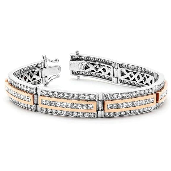 Bracelet homme 7.50 ct étincelant princesse et Naturel diamants ronds