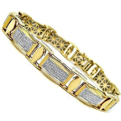 Bracelet homme en or jaune 14K avec Réel diamants Coupe Ronde de 3.5 ct