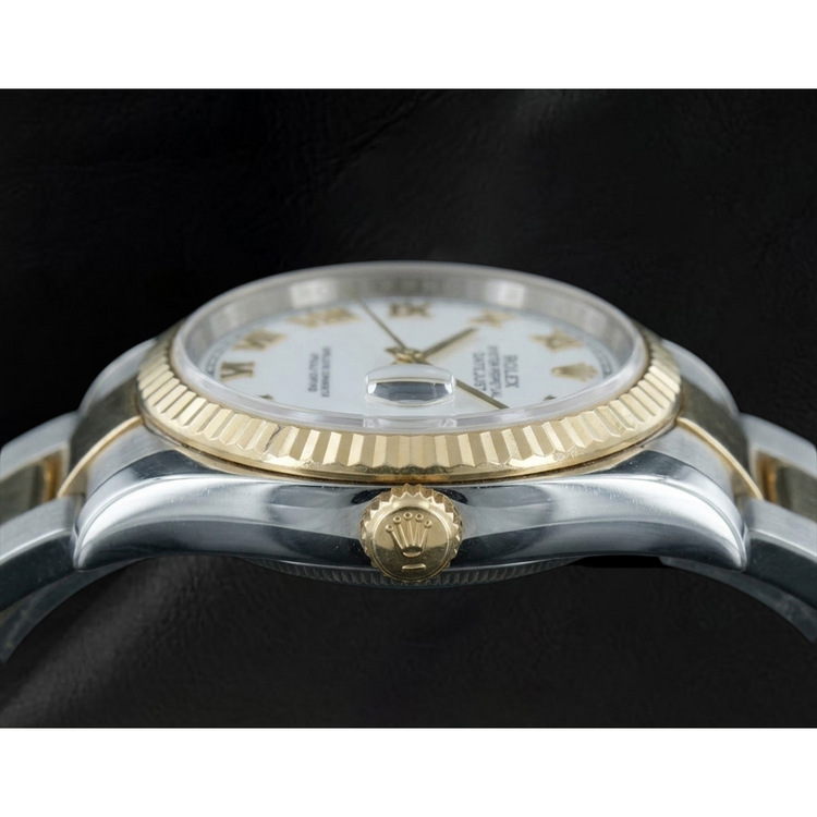 Bracelet huître bicolore Rolex Datejust 36 mm Montre pour homme Cadran blanc réglage rapide