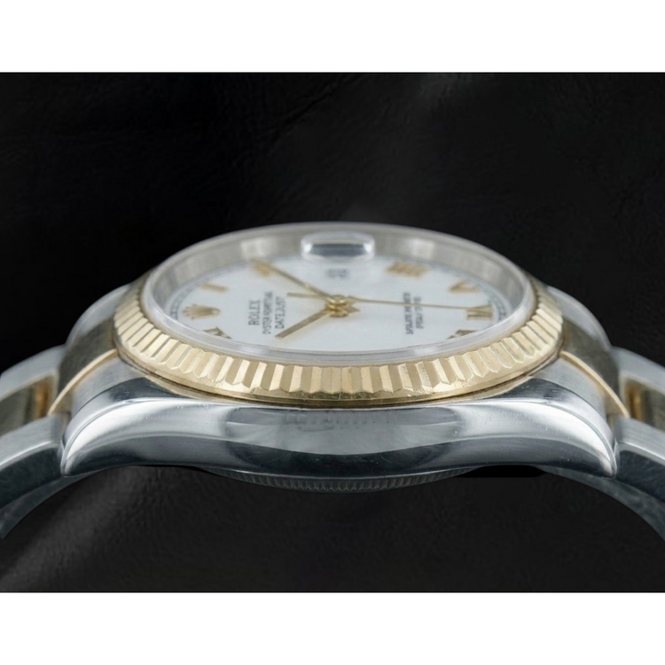 Bracelet huître bicolore Rolex Datejust 36 mm Montre pour homme Cadran blanc réglage rapide