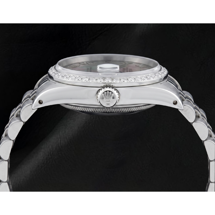 Bracelet jubilé acier inoxydable Rolex Lunette diamant Gris Cadran romain réglage rapide