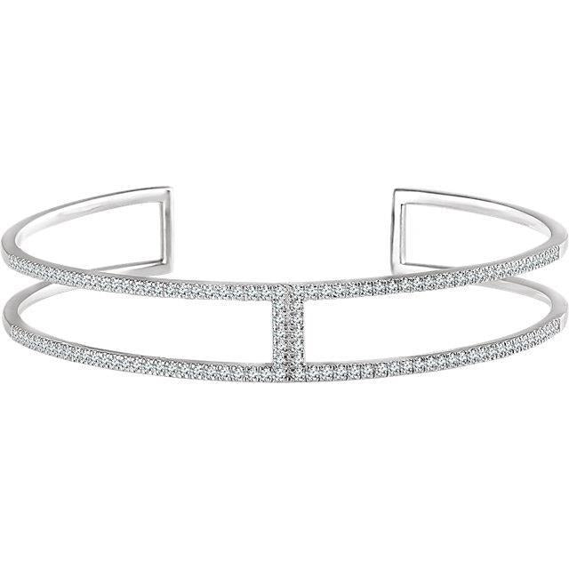 Bracelet manchette avec Réel diamants ronds de 2 carats en or blanc massif 14K Bijoux