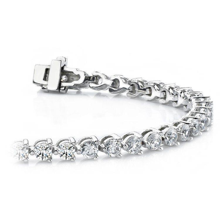 Bracelet tennis Naturel diamant Coupe Ronde 6 carats or blanc 14 carats étincelant