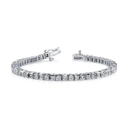 Bracelet tennis Naturel diamants taille princesse et rond 10 carats en or blanc 14 carats