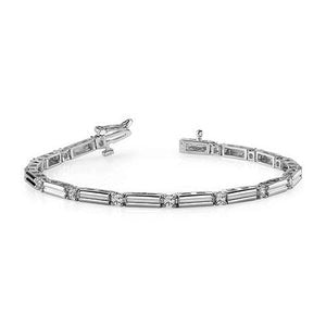 Bracelet tennis classique serti de griffes rondes en Réel diamants or blanc 3 ct