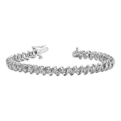 Bracelet tennis en or blanc 14 carats avec Naturel diamants ronds bijoux pour femmes 6 carats