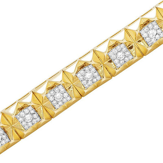 Bracelet Homme Carré Naturel Diamant 5 Carats Or Jaune 14K