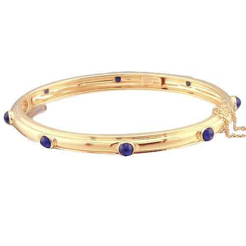 Bracelet Cabochon Saphir Bleu Bijoux Or Jaune 14K