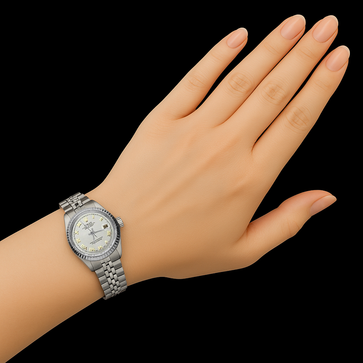 Bracelet Jubilé acier inoxydable Montre Femme Rolex Datejust Cadran Romain Rolex P2