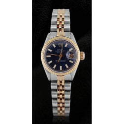 Bracelet Jubilé Bicolore Regarder Rolex Datejust Cadran Bâton Noir Cannelé