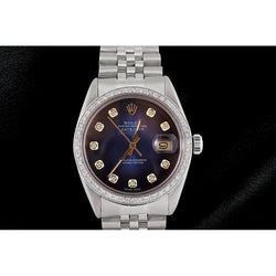 Bracelet Jubilé Cadran Diamant Bleu acier inoxydable Rolex Datejust Montre à réglage rapide