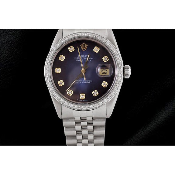 Cadran Diamant Bleu acier inoxydable Rolex 