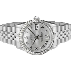 Bracelet Jubilé personnalisé Lunette Diamant Taille moyenne Datejust Rolex montre acier inoxydable