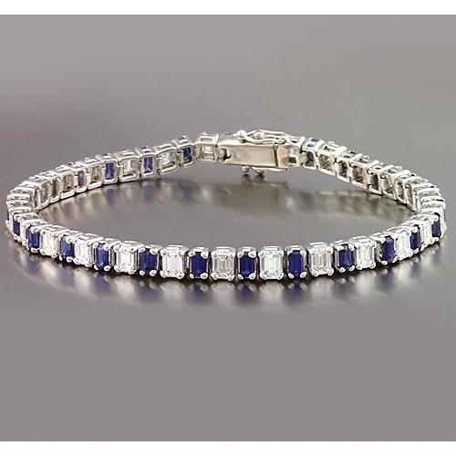 Bracelet Tennis Ceylan Saphir Diamant Émeraude Sertie De Griffes