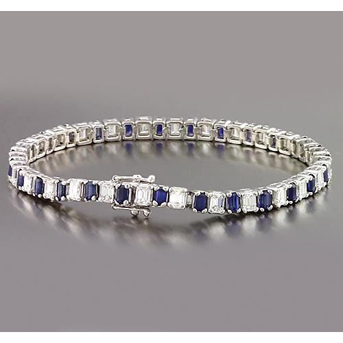 Bracelet Tennis Ceylan Saphir Diamant Émeraude Sertie De Griffes