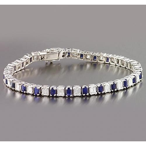 Bracelet Tennis Ceylan Saphir Diamant Émeraude Sertie De Griffes