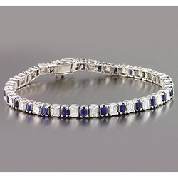 Bracelet Tennis Ceylan Saphir Diamant Émeraude Sertie De Griffes